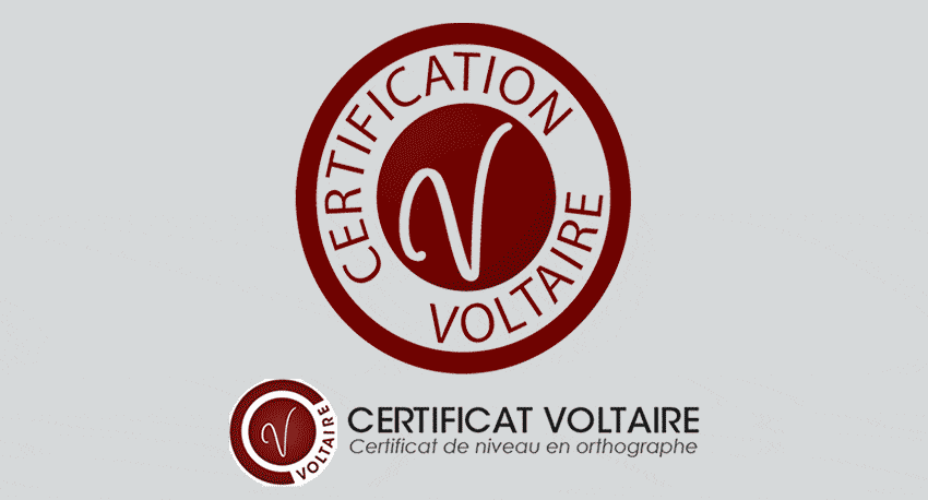 Logo certificat voltaire, certificat de niveau en orthographe